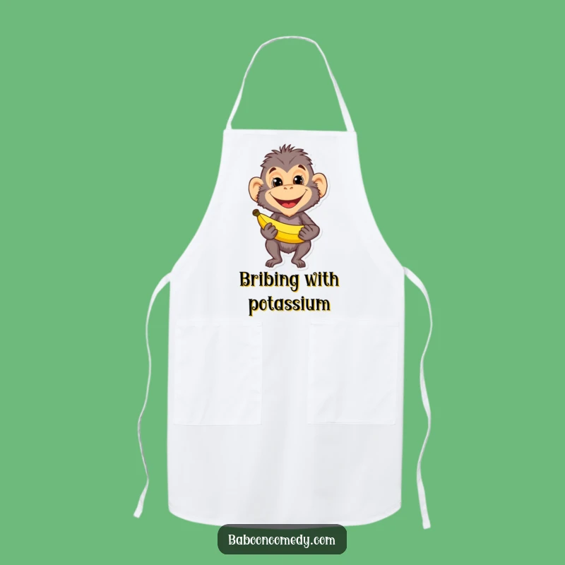 Funny Baboon Banana Grin Apron: Primate Mischief Kitchen Wear