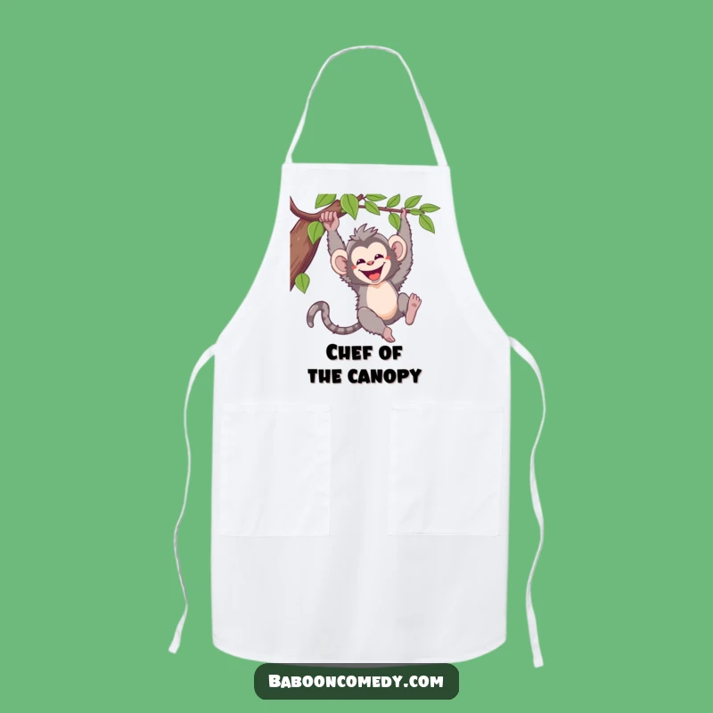 Funny Kawaii Baboon Apron: Joyful Primate Vine Swinging Kitchen Fun