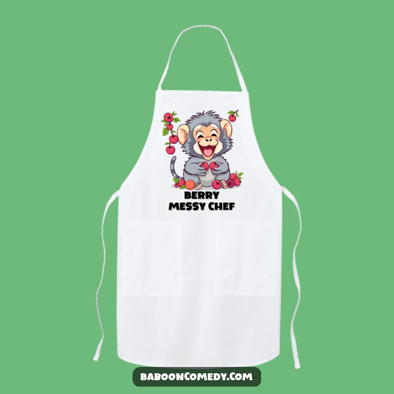 Funny Baboon Berry Sharing Apron: A Humorous Kitchen Gift for Food Lovers