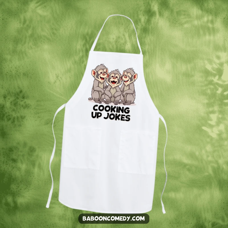 Funny Baboon Party Apron: A group of baboons are chattering and laughing. Fun and practical kitchen wear for lively gatherings.
