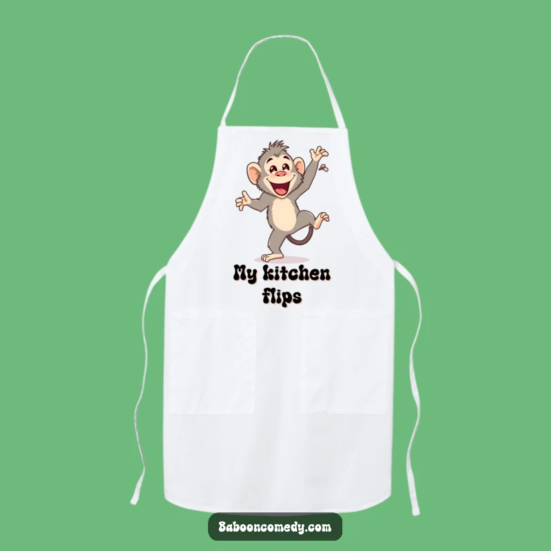 Funny Cartwheeling Baboon Apron: Cook Up Laughter with Hilarious Primate Kitchen Fun