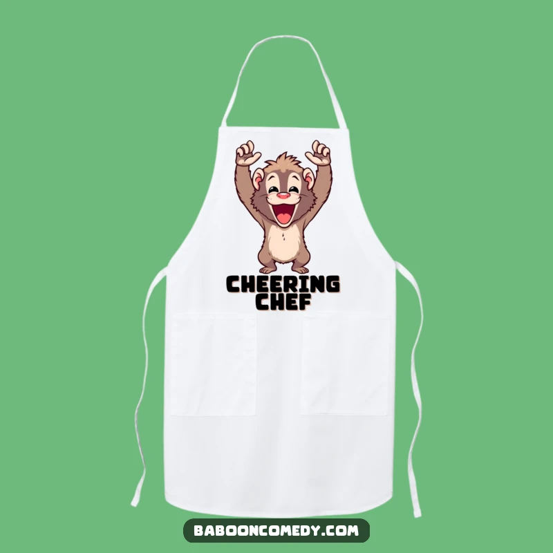 Funny Cheering Baboon Apron - Kitchen Celebrations and Chef's Fan Gear
