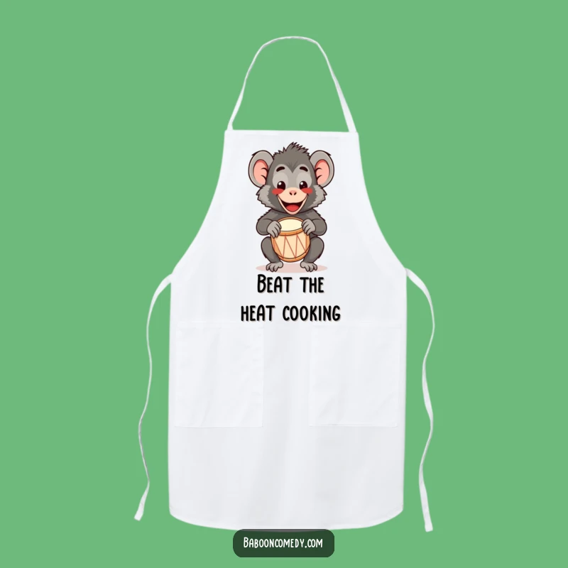 Funny Kawaii Baboon Drum Apron: Cook with Happy Rhythm