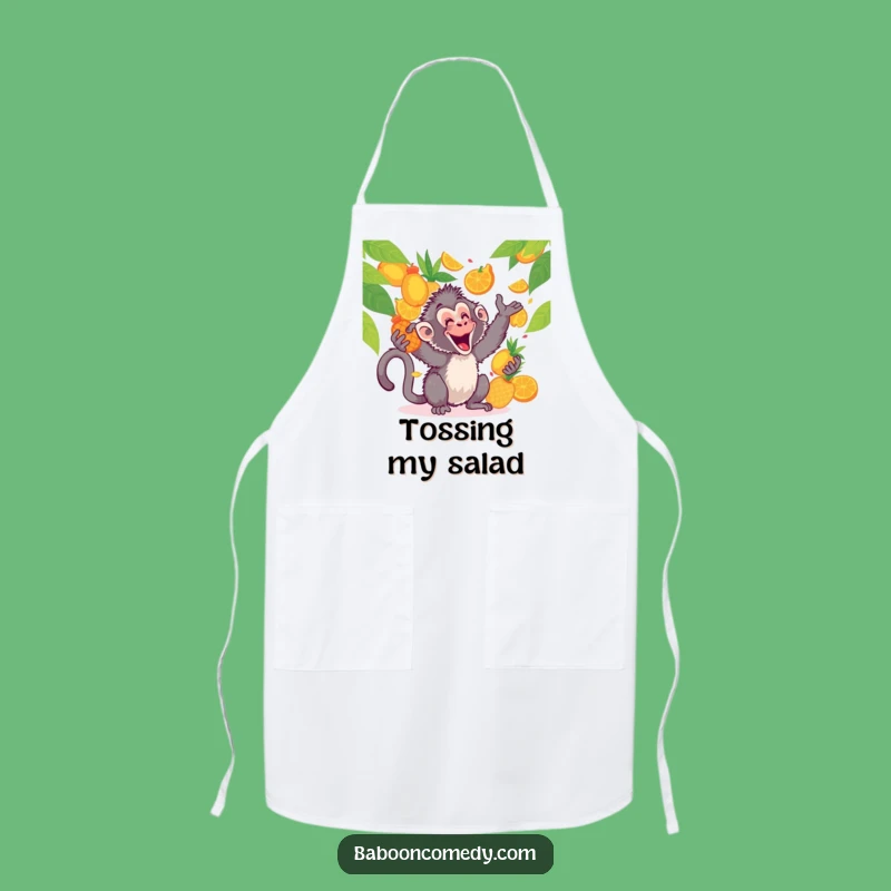 Funny Kawaii Baboon Fruit Toss Apron: Kitchen Fun, Hilarious Cooking Gear