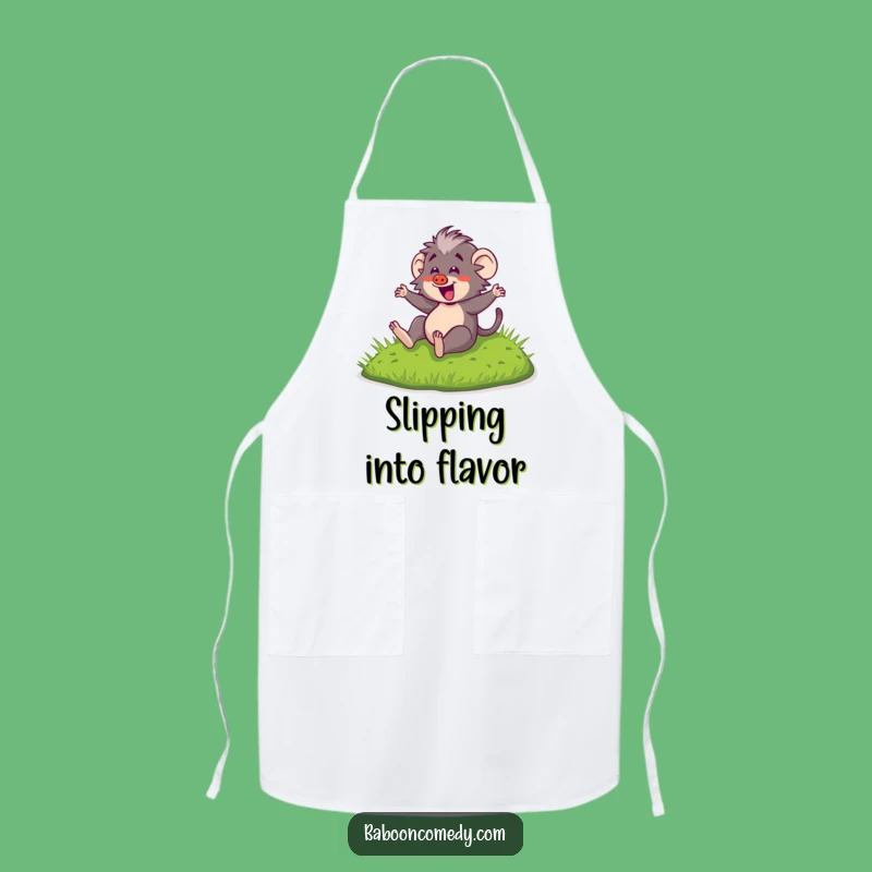 Funny Kawaii Baboon Sliding Apron - Kitchen Fun & Cute Cooking Wear, Gift