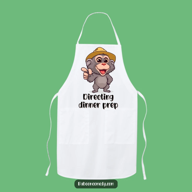 Funny Safari Baboon Apron - Cute Baboon Chef Pointing - Hilarious Kitchen Adventure Wear