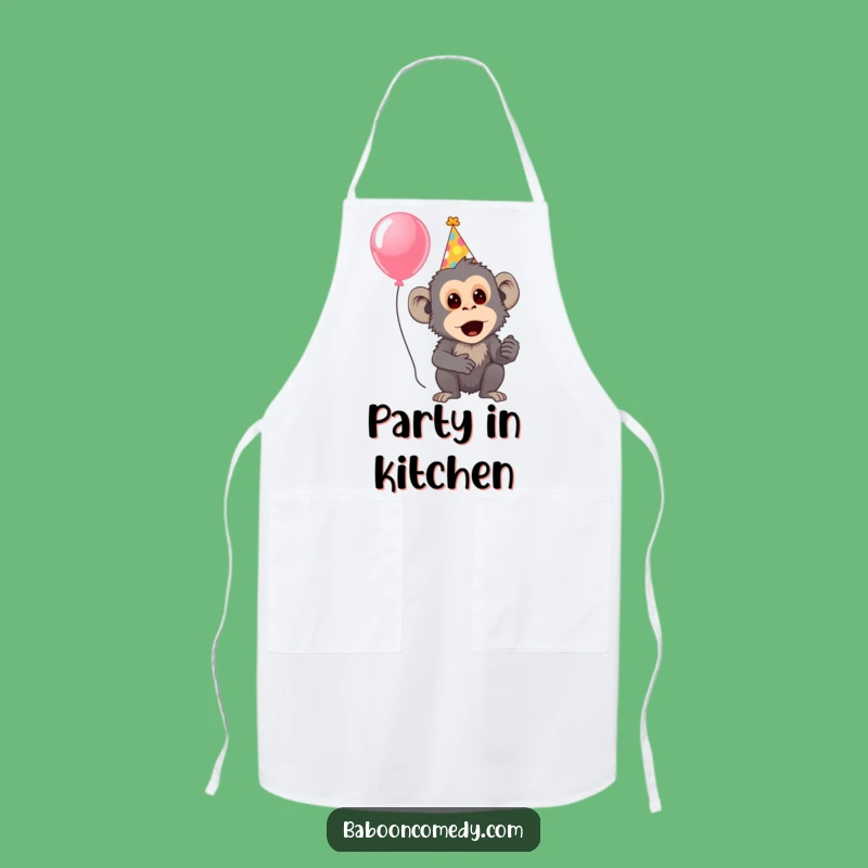 Funny Surprised Baboon Party Apron - Festive Chef Baboon Kitchenware, Fun Funny Gift