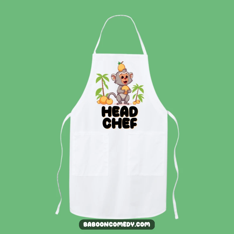 Funny Kawaii Baboon Coconut Chef Apron - Primate Kitchen Humor
