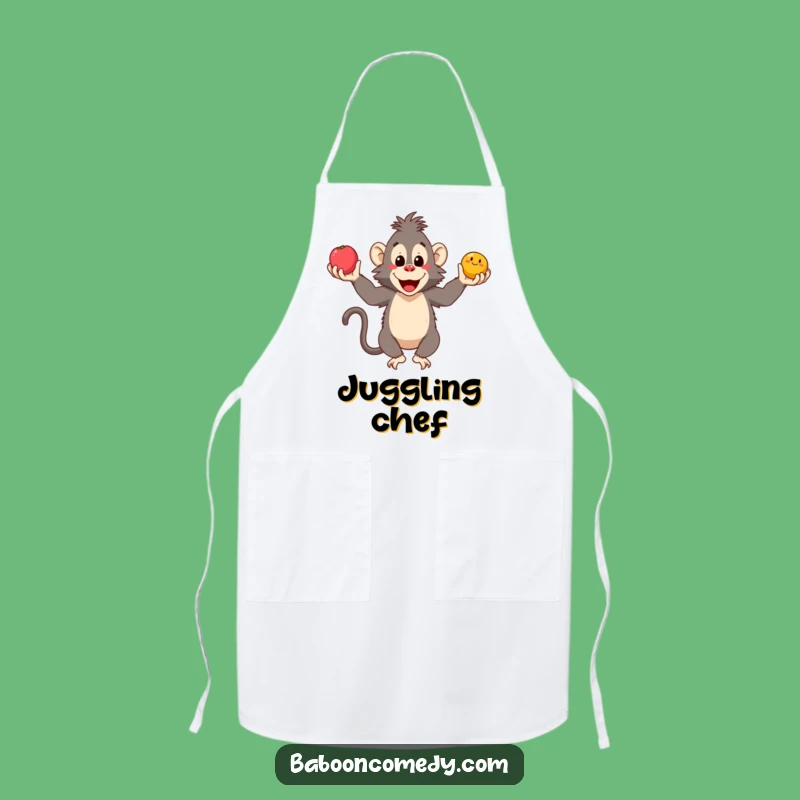 Funny Baboon Juggling Fruits Apron - Kitchen Fun and Hilarious Chef Gift