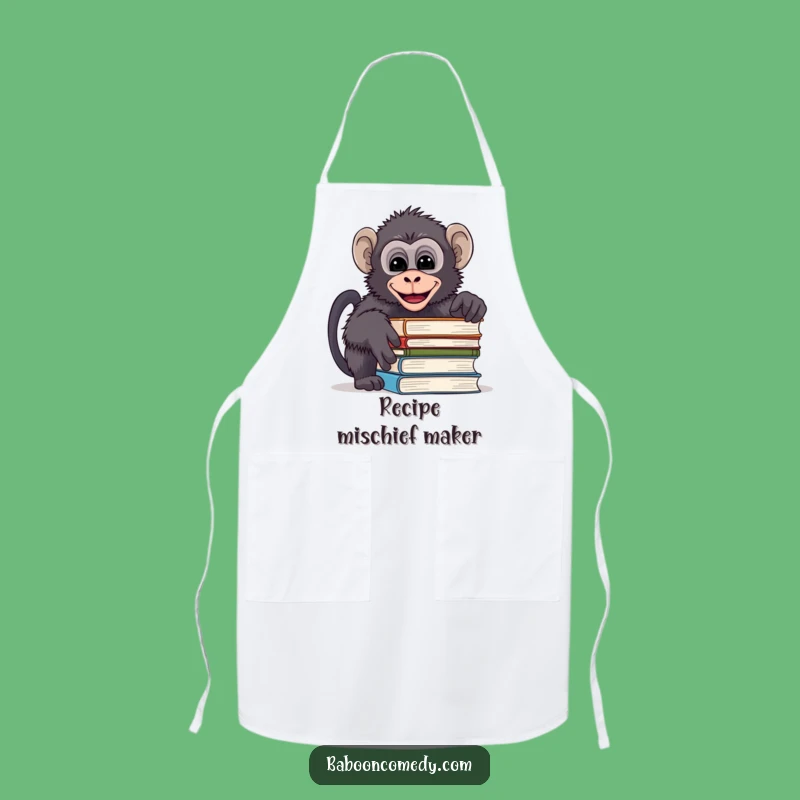 Funny Mischievous Baboon Book Apron - Chef Reader Baboon Kitchenware, Practical Funny Gift