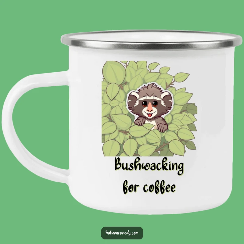 Funny Cheeky Baboon Camping Mug: Sip Your Drink with Primate Peeking and Outdoor Fun