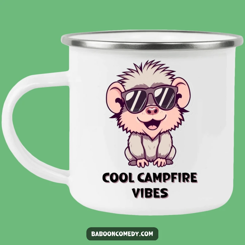 Funny Kawaii Baboon Camping Mug, Cool Sunglasses Cup, Outdoor Funny Gift