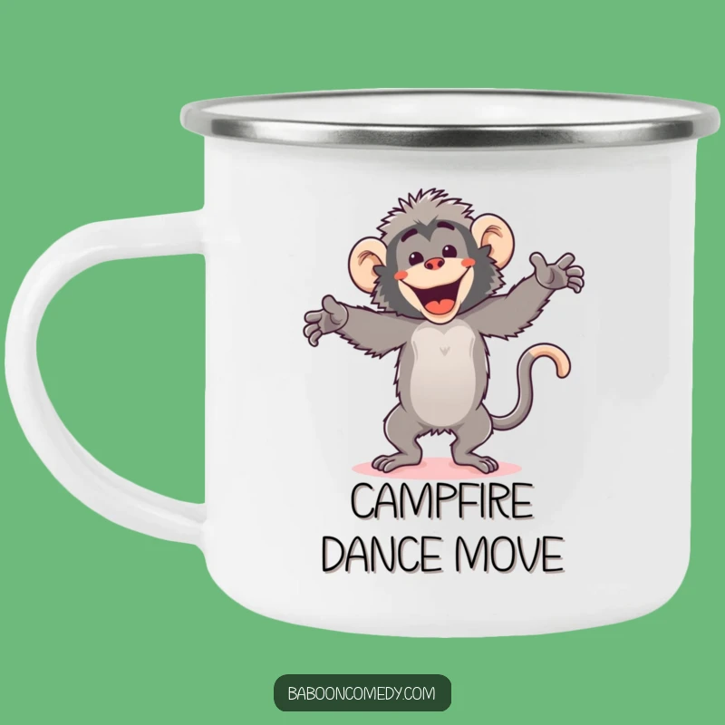 Funny Kawaii Baboon Dance Camping Mug: Trail Moves, Hilarious Outdoor Gear