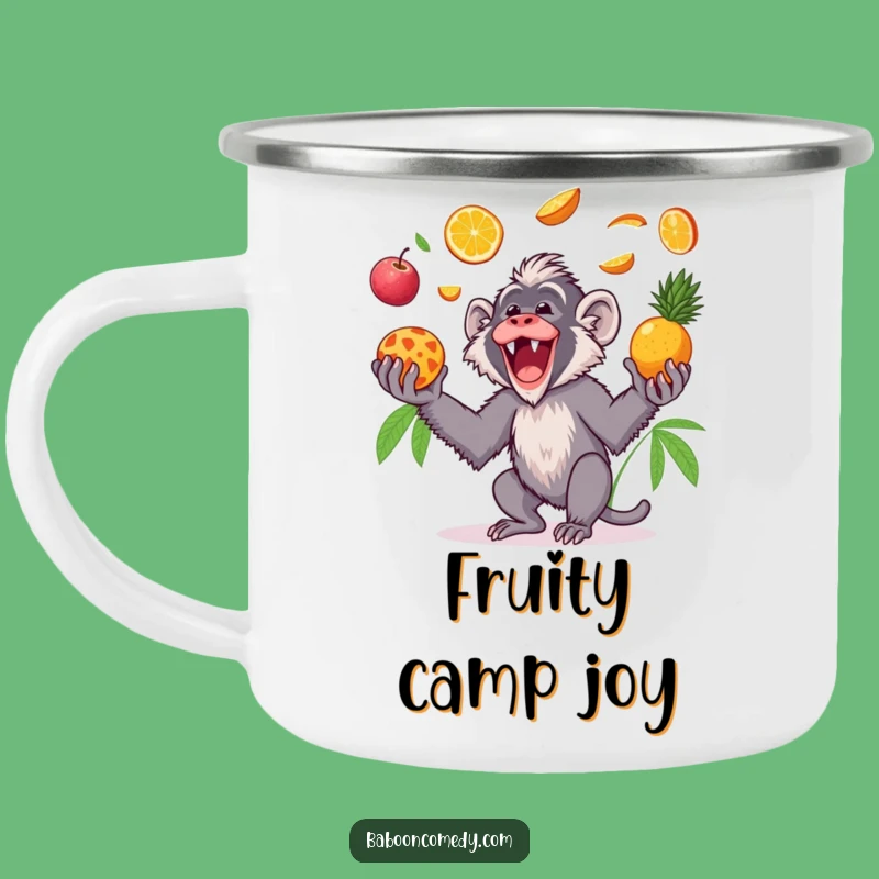 Funny Kawaii Baboon Fruit Camping Mug: Tropical Fun on Your Adventure