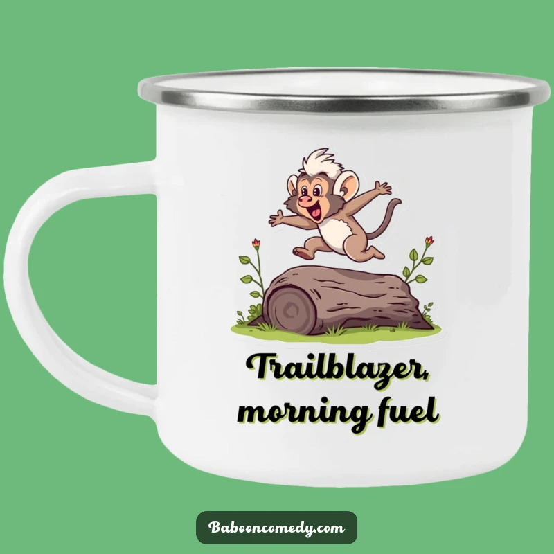 Funny Baboon Jumping Camping Mug: Your Adventurous Humorous Gift