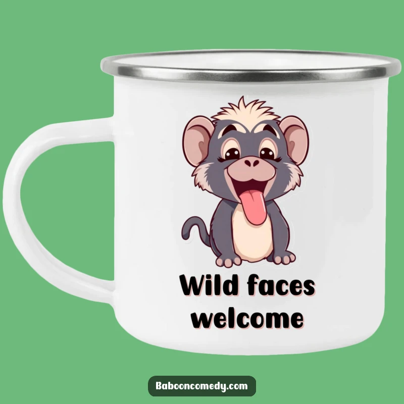 Funny Kawaii Baboon Tongue Camping Mug: Sip with a Smile