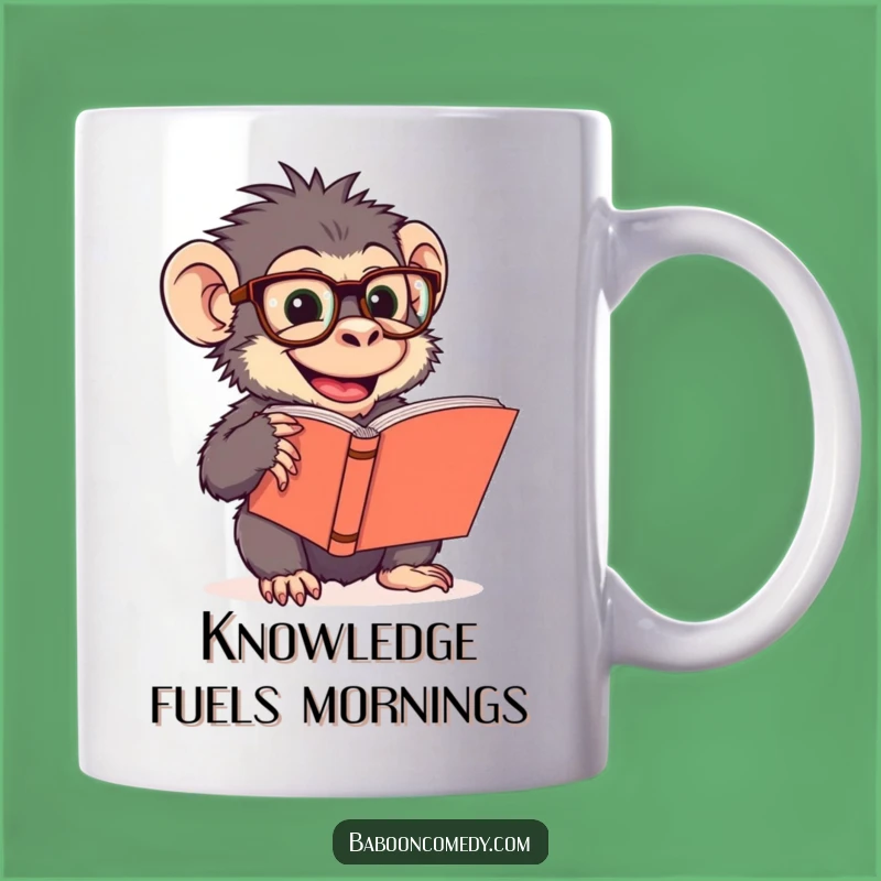 Funny Baboon Reading Glasses Mug - Hilarious Bookworm Primate Gift