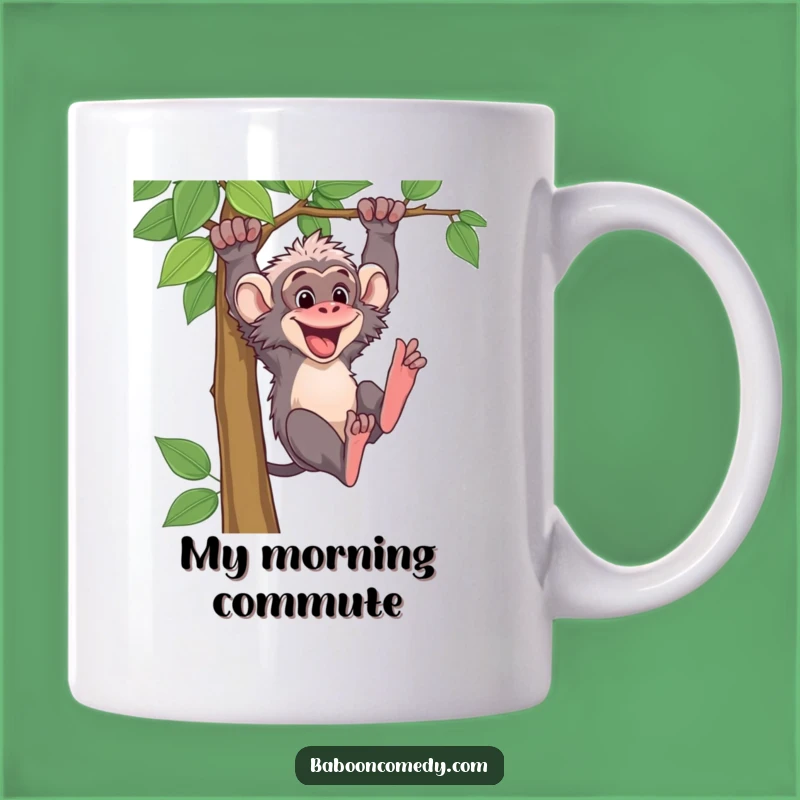 Funny Baboon Vine Swing Mug: Hilarious Primate Adventure Gift for Coffee Lovers