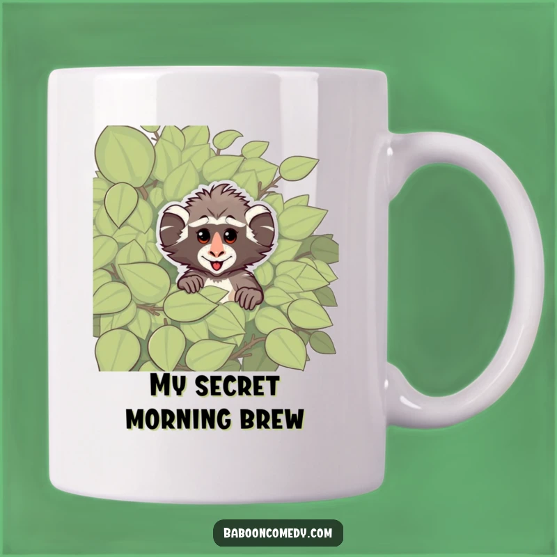 Funny Cheeky Baboon Mug: Primate Peeking Out, Playful Surprise, Perfect Humorous Gift