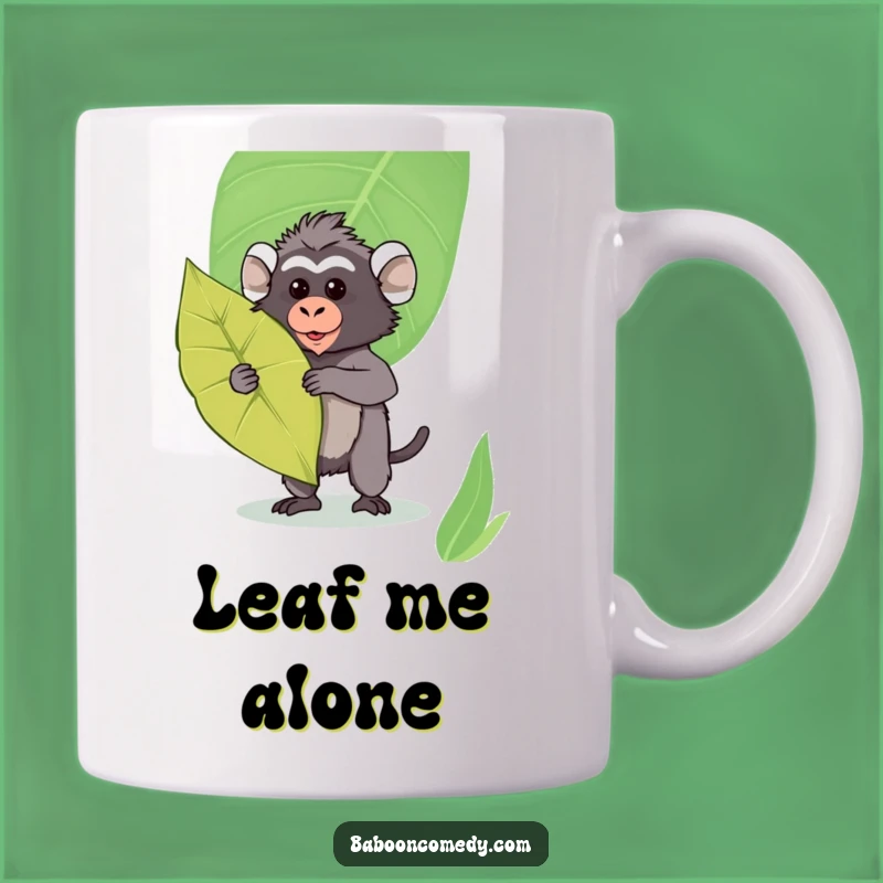 Funny Kawaii Baboon Leaf Shield Mug - Playful Animal Coffee Cup, Perfect Gift