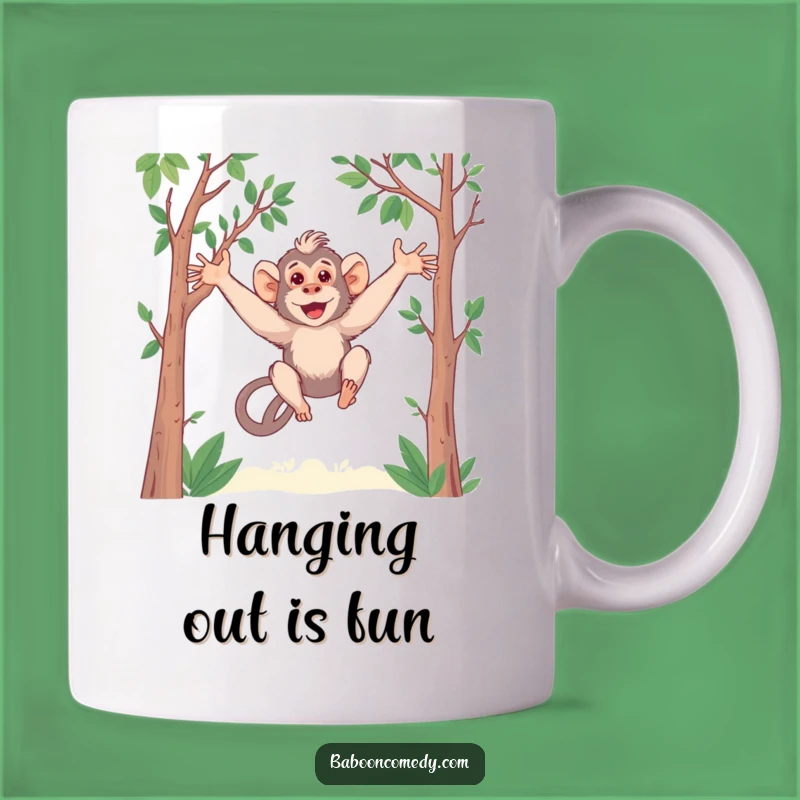 Funny Kawaii Baboon Mug - Long Arms Swinging Playfully - Adorable Primate Fun Gift