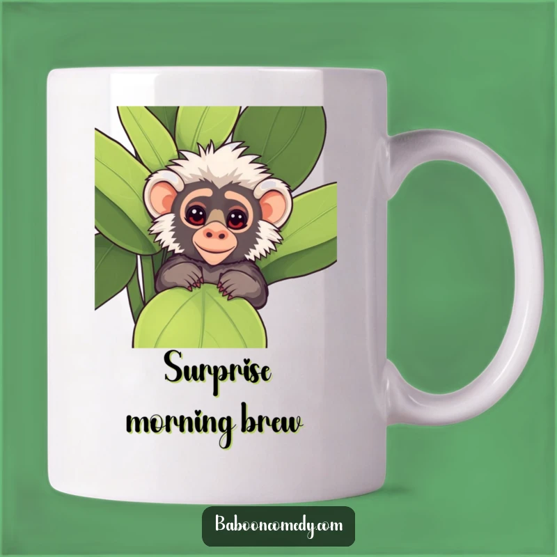 Funny Kawaii Baboon Plant Peeker Mug - Mischief Maker!