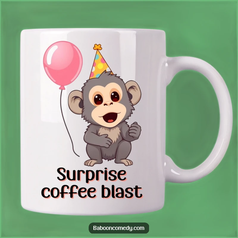 Funny Surprised Baboon Party Mug - Festive Baboon Friend Gift Idea for Him or Her