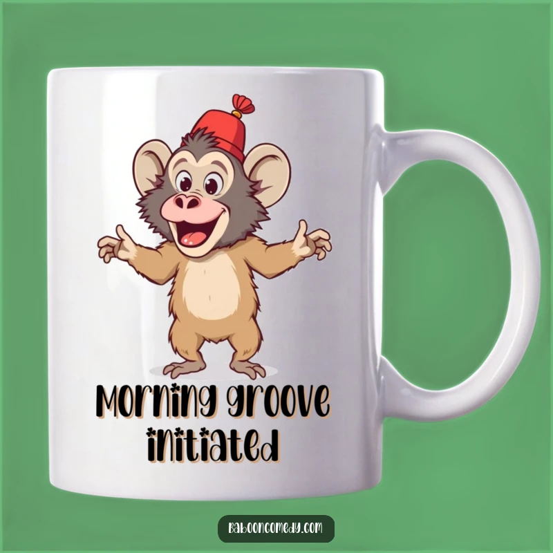 Funny Baboon Dancing with Fez Mug - Hilarious Primate Party Animal Gift