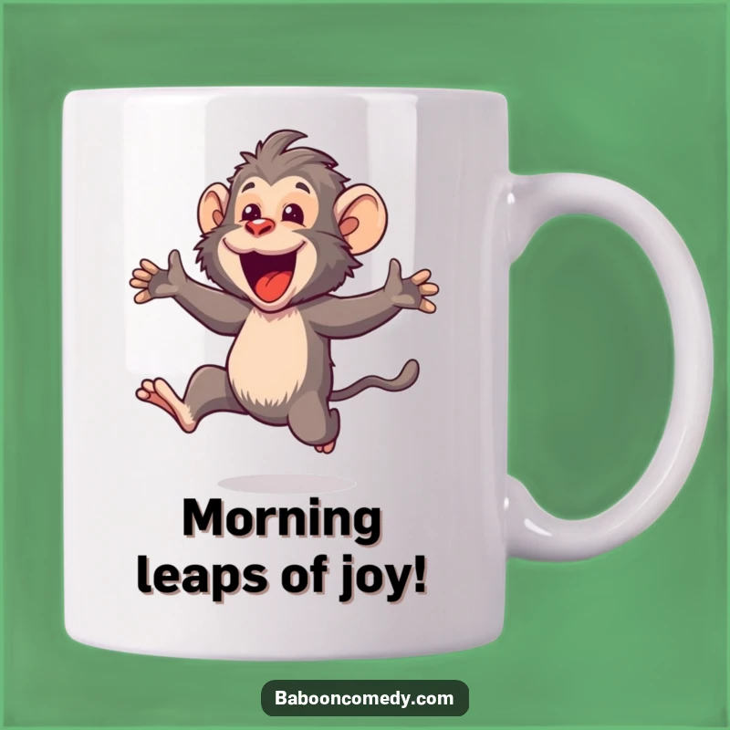 Funny Kawaii Baboon Leaping Mug: The Perfect Joyful Gift for Animal Lovers