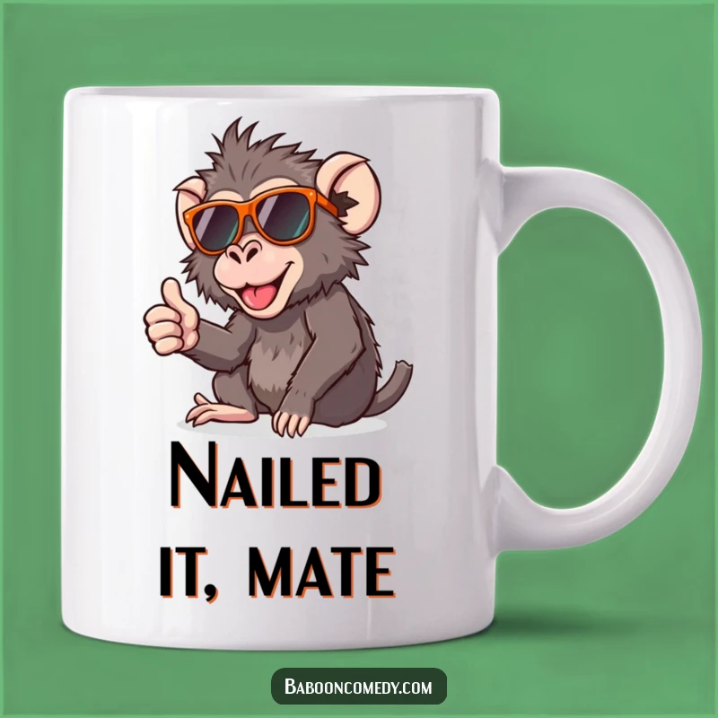 Funny Thumbs Up Baboon Mug: Adorable & Cool Sunglasses, Perfect Funny Gift