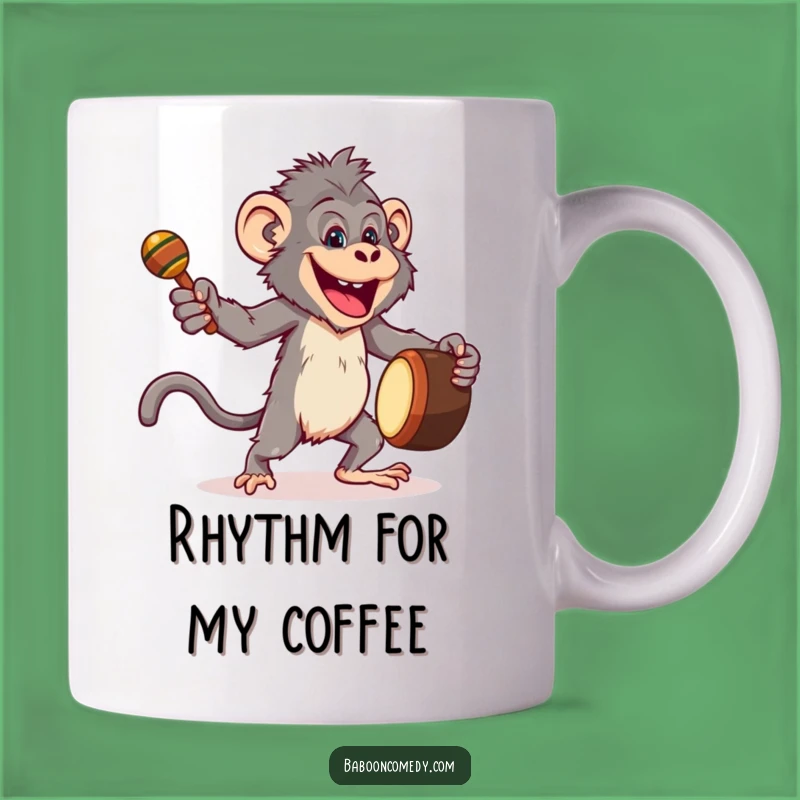 Funny Joyful Baboon Dancing Mug - Energetic Primate Party Gift