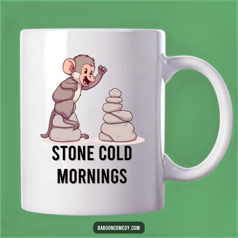 Funny Baboon Stone Tower Mug - Playful Builder Baboon Gift Idea for Him or Her