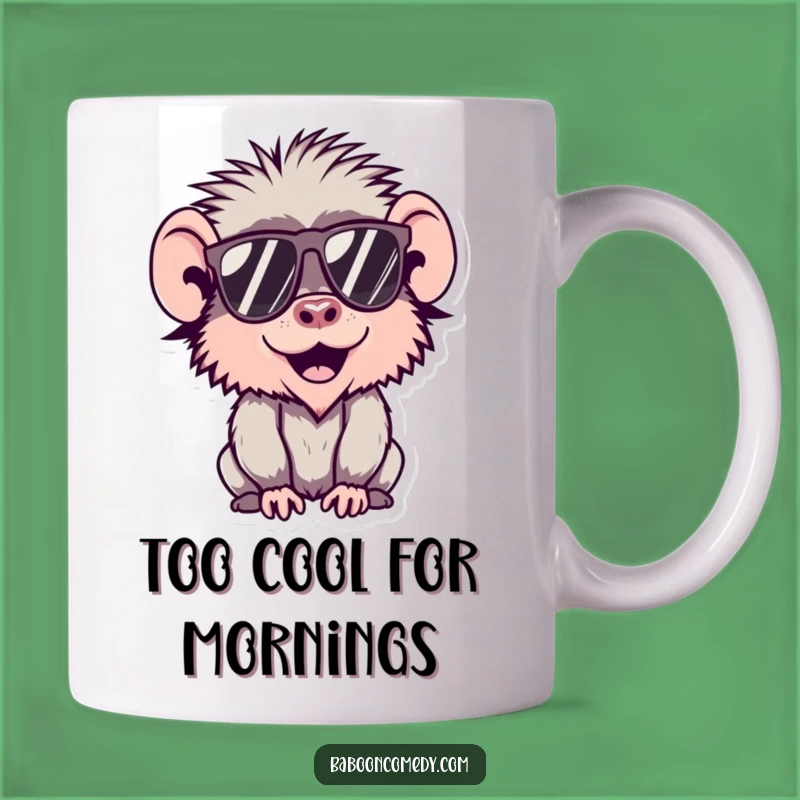 Funny Kawaii Baboon Sunglasses Mug, Cool Character Vibes, Perfect Funny Gift for Chill People
