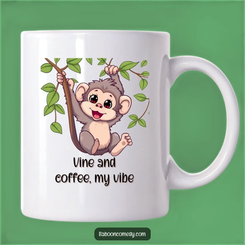 Funny Kawaii Baboon Swinging Mug: A Hilarious Primate Gift for Laughter Lovers