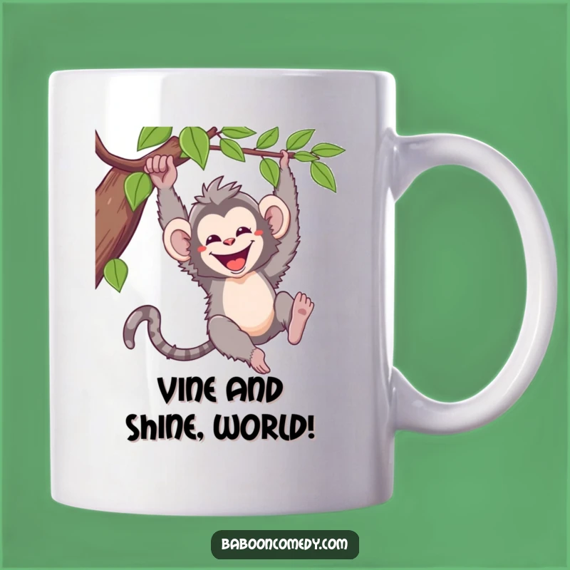 Funny Kawaii Baboon Vine Swing Mug: Adorable Primate Joyful Gift Idea
