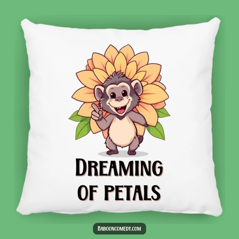 Funny Happy Baboon Flower Pillow - Cozy Gardener Baboon Accent, Charming Funny Gift