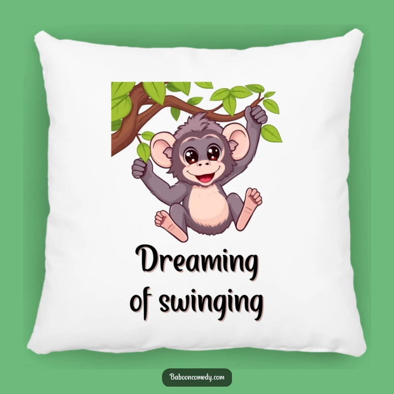 Funny Baboon Vine Swing Pillow: Cozy Fun, Wide Eyed Wonder, Perfect Funny Gift
