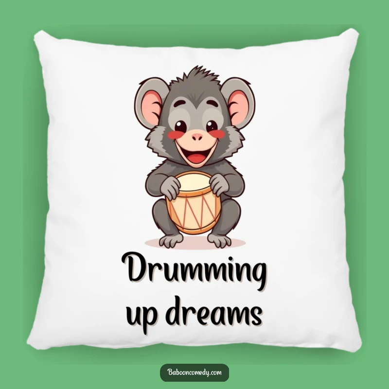 Funny Kawaii Baboon Drum Pillow: Cozy Comfort with Happy Vibes