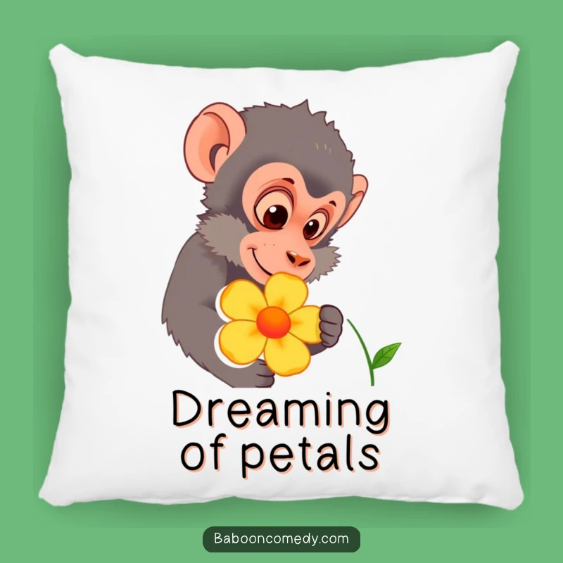 Funny Baboon Flower Inspect Pillow: Cozy Primate Nature Cushion