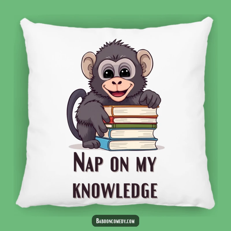 Funny Mischievous Baboon Book Pillow - Cozy Reader Baboon Accent, Sweet Funny Gift