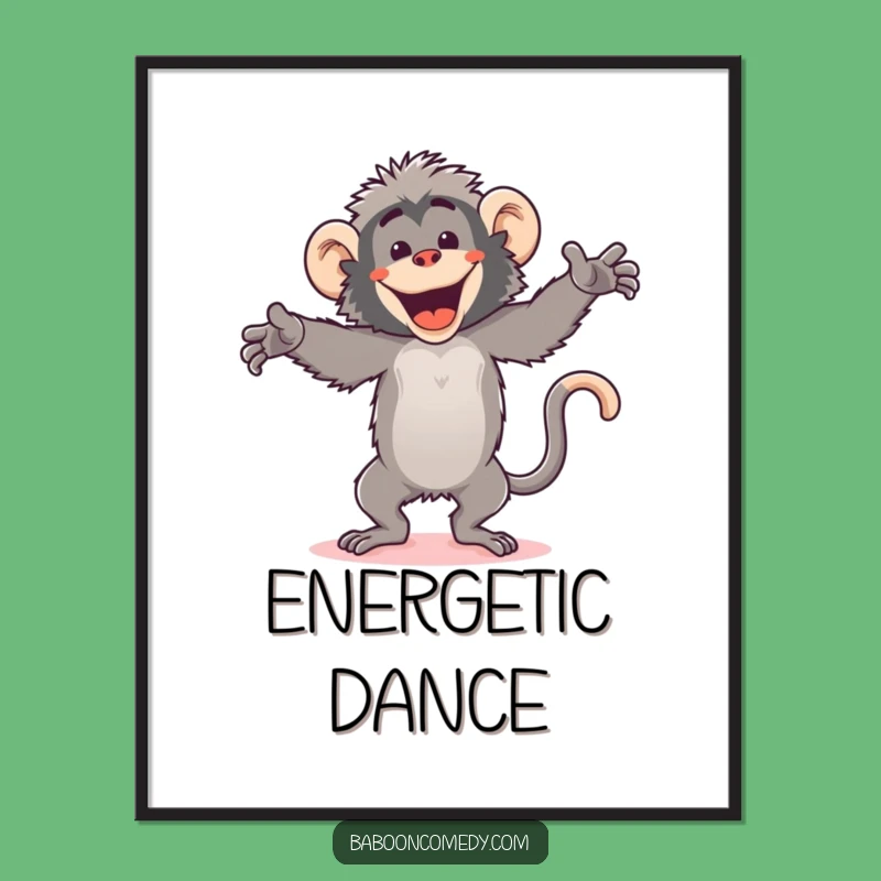 Funny Kawaii Baboon Dance Print: Energetic Art, Hilarious Digital Decor