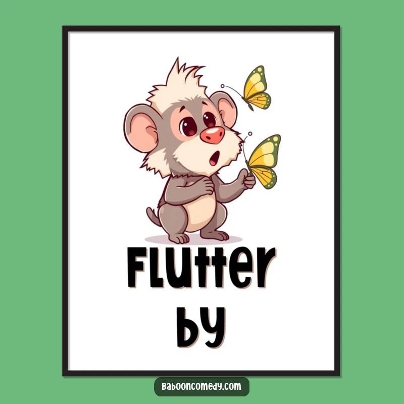 Funny Baboon Butterfly Digital Art: Instant Humorous Gift for Whimsical Decor