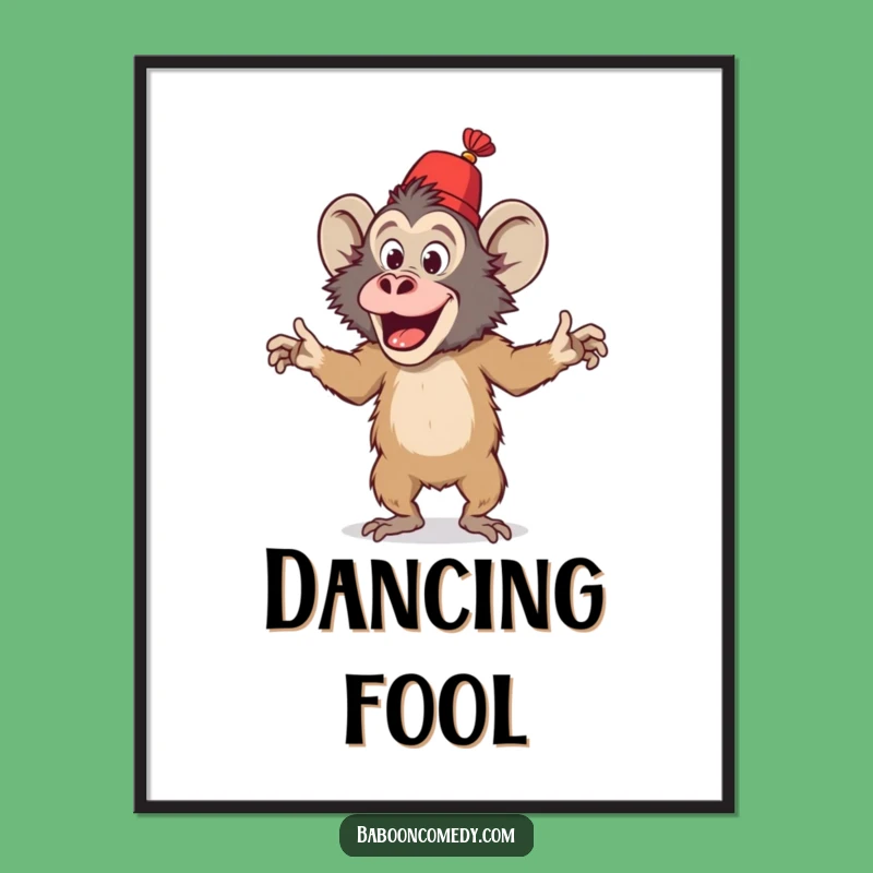 Funny Baboon Dancing Fez Digital Art - Instant Primate Party Download