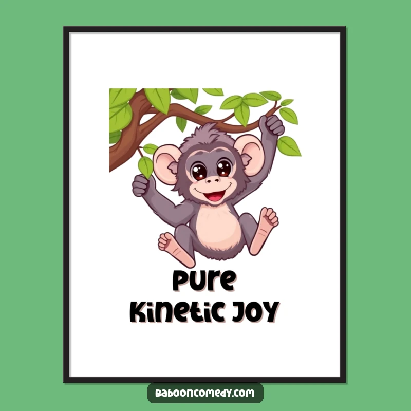 Funny Baboon Vine Swing Digital Art: Instant Wild Decor, Perfect Funny Gift