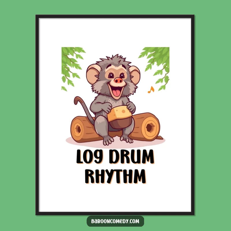 Funny Kawaii Baboon Drummer Print: Rhythmic Decor, Hilarious Digital Art