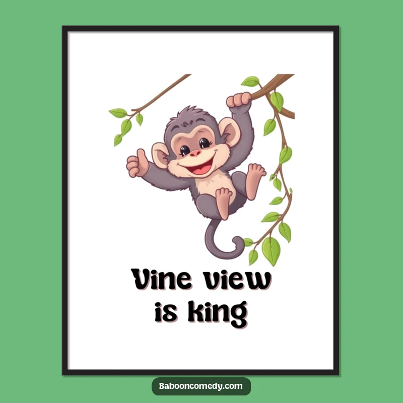 Funny Mischievous Baboon Digital Print - Primate Art for Your Walls