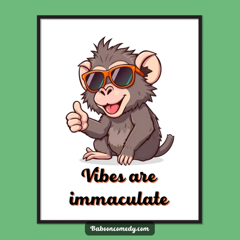 Funny Thumbs Up Baboon Digital Art: Instant Cool Decor, Perfect Funny Gift