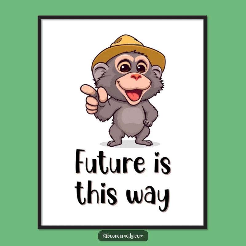 Funny Safari Baboon Digital Print - Cute Baboon Pointing - Instant Hilarious Adventure Decor