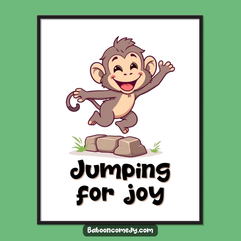 Funny Leaping Baboon Digital Art Print: Energetic Primate Action for Instant Dynamic Decor