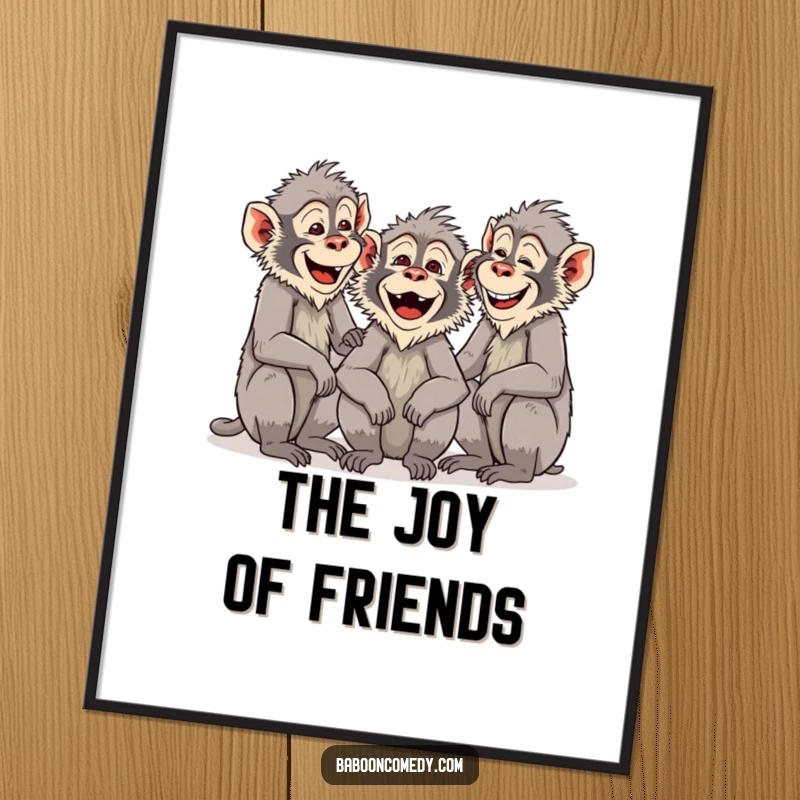 Funny Baboon Gathering Digital Print: A group of baboons are chattering and laughing together. Instant download art full of vibrant humor.